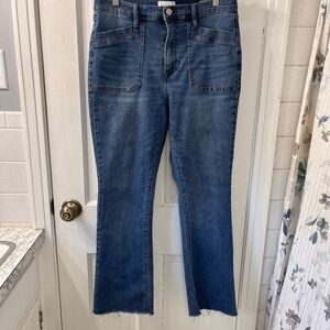 Nicole Miller Nomad Super High Rise Bootcut Denim Pants with Frayed Hem